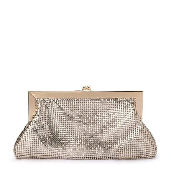 Olga Berg “Zara” Gold Metal Mesh Clutch Bag - EXCELLENT condition! - Picture 1 of 11